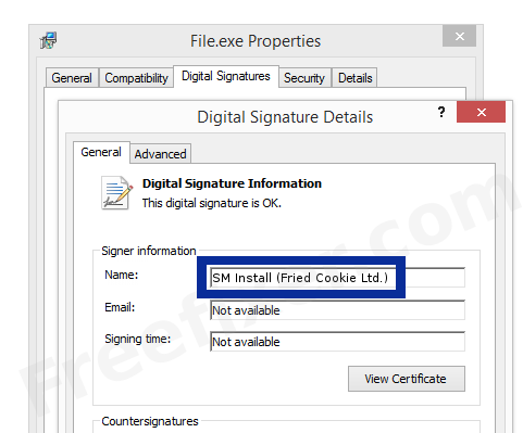 Screenshot of the SM Install (Fried Cookie Ltd.) certificate